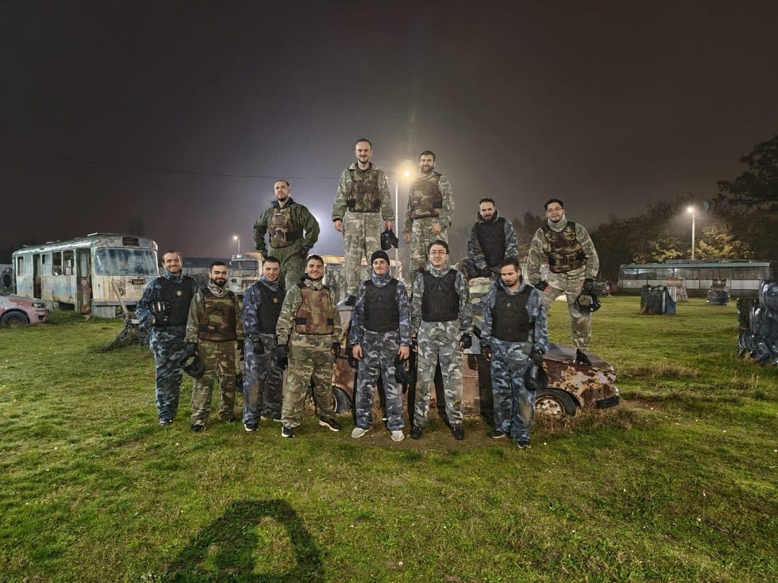 Group of players at night, Area 51 field